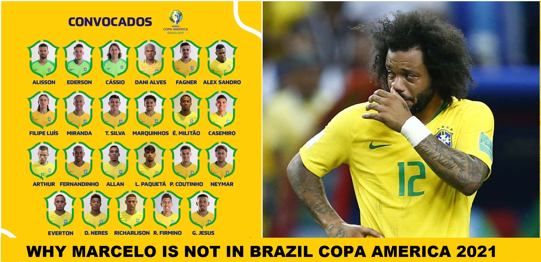 Why Marcelo is not included in Brazil squad for Copa ...