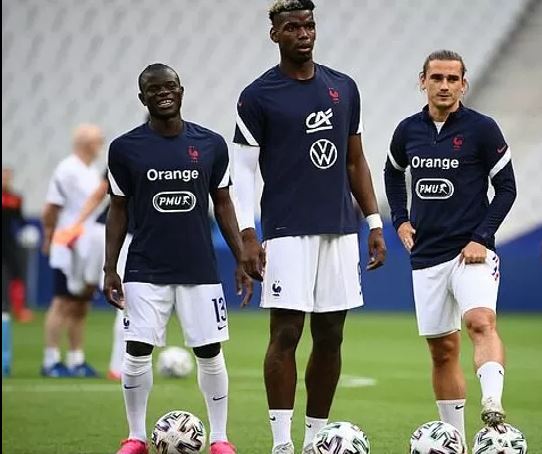 Pogba with Kante and Griezmann