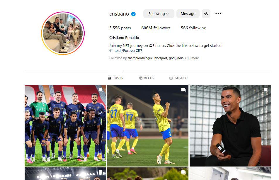 Top 10 most followed persons on Instagram - Cristiano Ronaldo