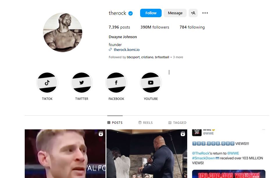 Top 10 most followed persons on Instagram - Dwayne The Rock Johnson