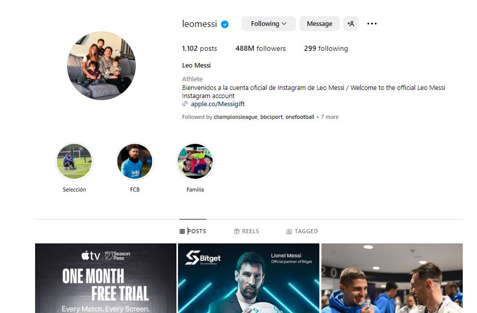 Top 10 most followed persons on Instagram - Lionel Messi