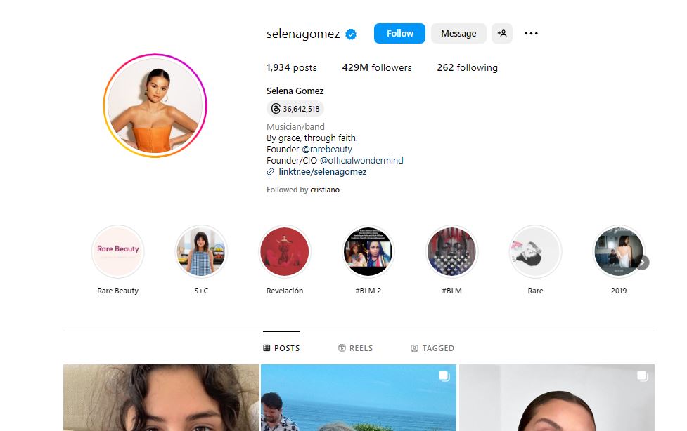 Top 10 most followed persons on Instagram - Selena Gomez