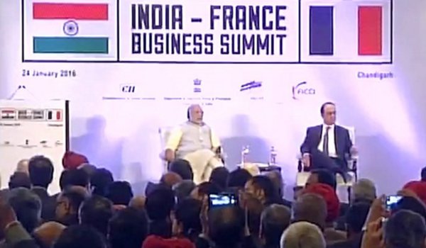 pm narendra modi and French President Hollande attends Indo-French Business Summit in chandigarh