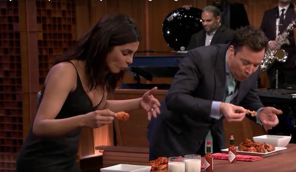 the tonight : priyanka chopra beats jimmy fallon in a hot wings eating contest