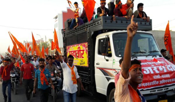 vehicle rally by Bajrang Dal on eve of Ram Navami in pali