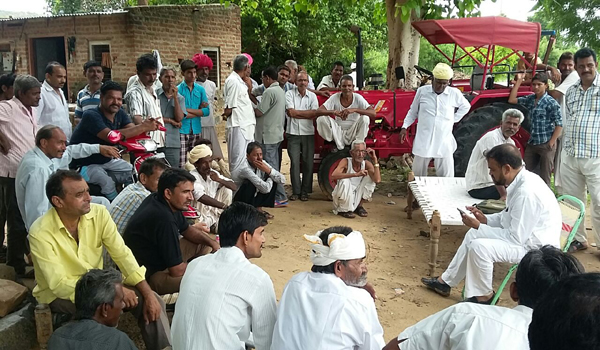 lodha hearing grievances of victims of micro irrigation project in sheoganj block