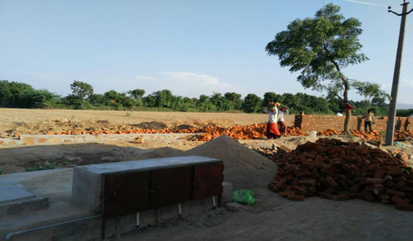 boundry wall work progress during inspection of acb in andore village