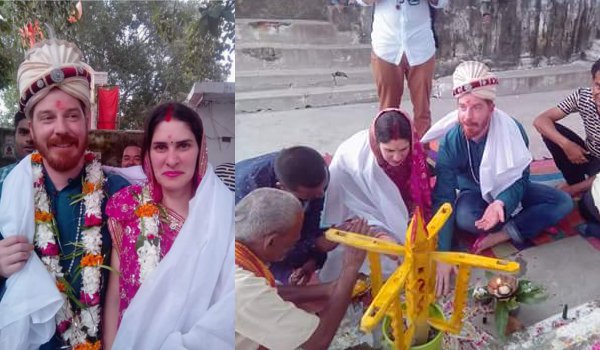 विदेशी जोड़े ने खजुराहो में रचाई शादी