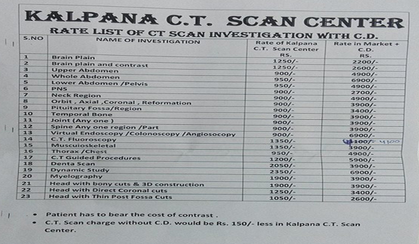praposed rate of ct scan in sirohi district hospital