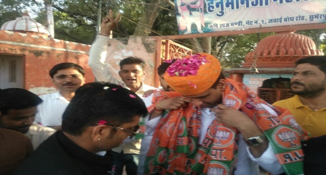 भाजयुमो सिरोही ने सुमेरपुर में किया प्रदेशाध्यक्ष सैनी का स्वागत