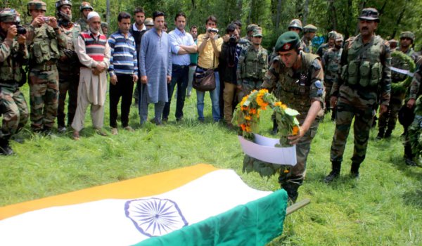 ummer fayaz murdered by militants in kashmir, indian army officer's funeral sparks protest in valley