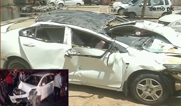 दिल्ली में कार फ्लाईओवर से गिरी, 2 की मौत व 5 घायल
