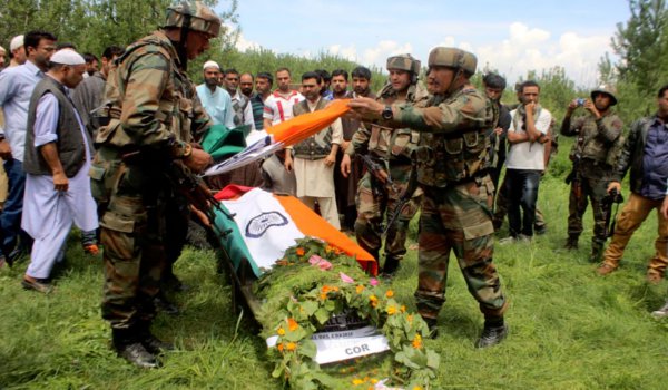 ummer fayaz murdered by militants in kashmir, indian army officer's funeral sparks protest in valley