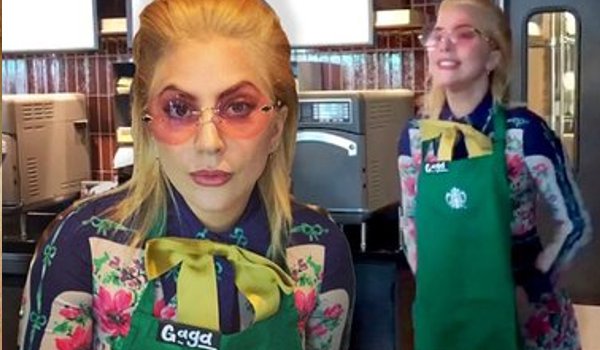 Lady Gaga works as Starbucks barista for a day for charity