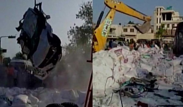 जयपुर में नमक लदा ट्रॉला कार पर पलटा, 5 की दबने से मौत जयपुर में नमक लदा ट्रॉला कार पर पलटा, 5 की दबने से मौत