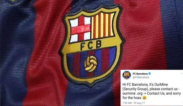 ‘ऑवर माइन’ ने हैक किया बार्सिलोना का ट्विटर अकाउंट