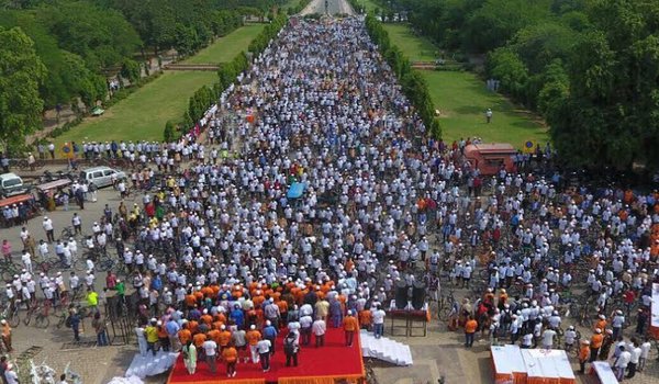 environmental protection message : Cycle Rally in jaipur by Hindu Spiritual and Service Foundation