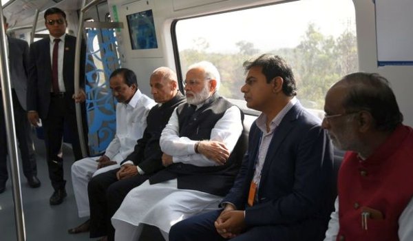 PM Modi inaugurates first phase of Hyderabad Metro