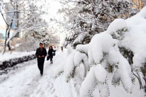 Heavy snowfall on the hills of Uttarakhand