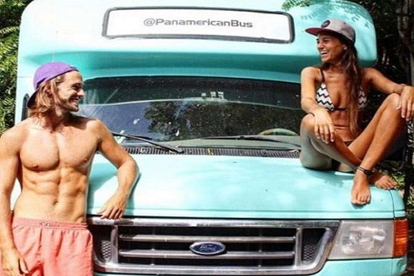 This couple is going to spend their life at school bus