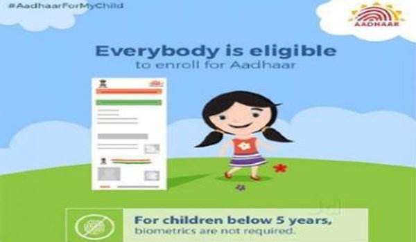 Aadhaar card for children below 5 years of age launched by UIDAI