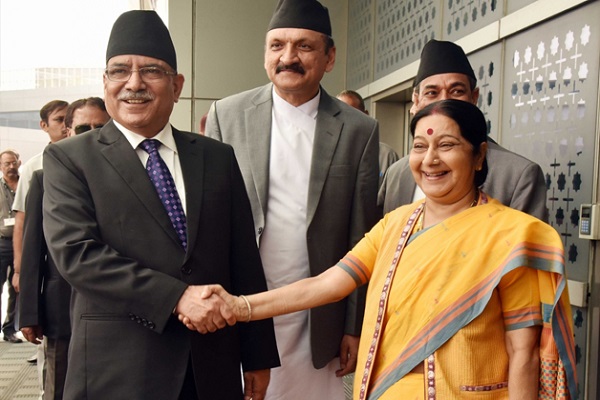 Sushma meets Prachanda in Nepal