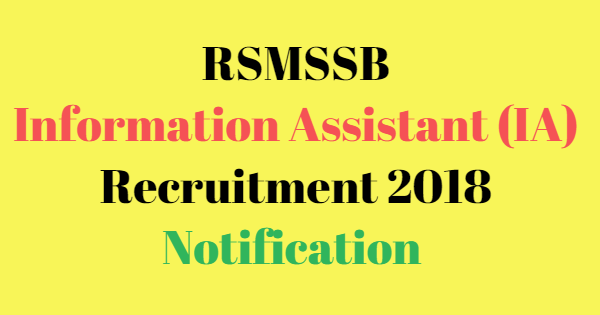 Information Assistant-IA-2018-RAJASTHAN