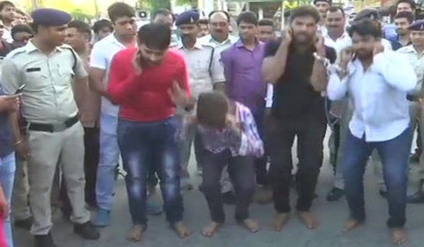 Four gang rape accused paraded in public by Bhopal police, slapped by women