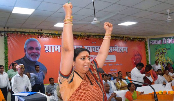 Smriti Irani slams Congress for ‘lack of development’ in Amethi