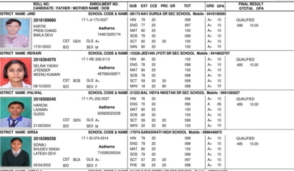 HBSE 10th result 2018 declared, 51.15 percent pass