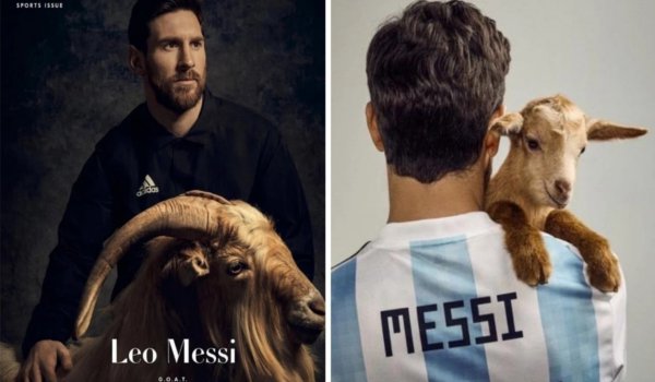 Lionel Messi poses with goats for photoshoot