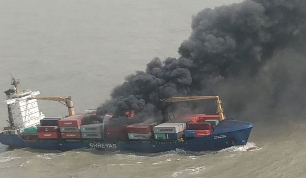 Merchant vessel catches fire in Bay of Bengal, all crew members rescued