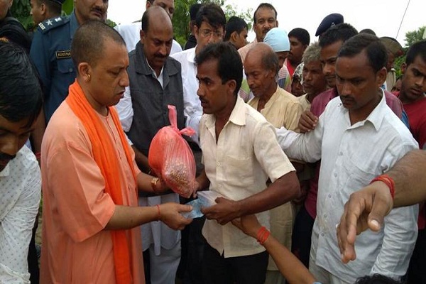 Yogi Adityanath visits flood affected areas in Gonda