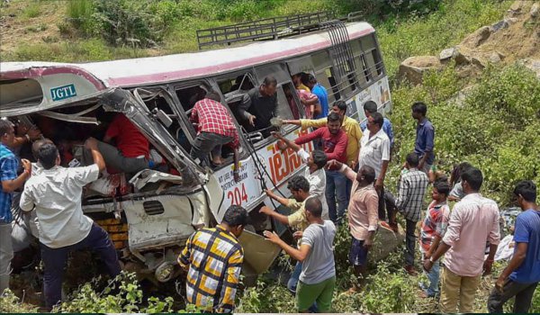 Telangana accident: At least 45 killed after bus falls into gorge in Jagtial