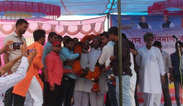 bharat vahini party chief ghanshyam tiwari visits dholpur