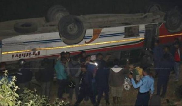 Bus drives off mountain highway in Nepal, killing 16 people