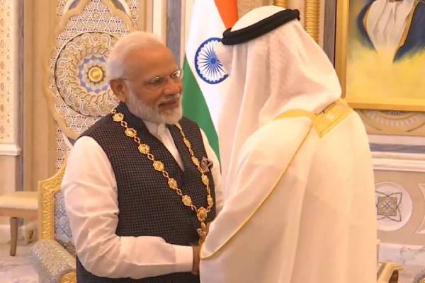 pm narendra modi conferred with order of zayed by crown prince
