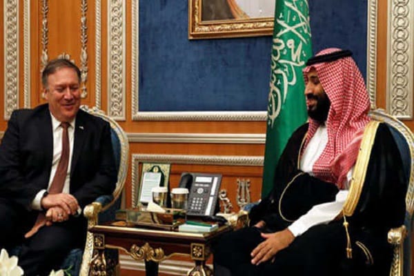 mike pompeo and Saudi Prince blame Iran for drone attack