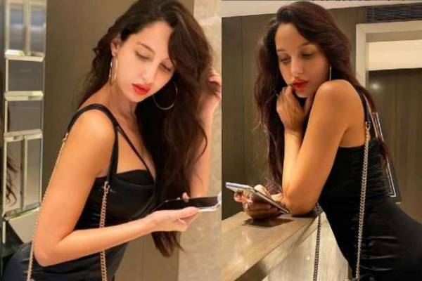 nora fatehi-looking-bold-and-sizzling-in-black dress