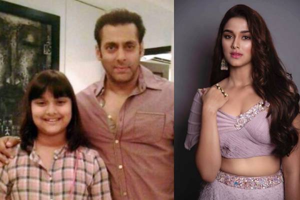 dabangg 3 actress saiee manjrekar childhood picture with Salman khan