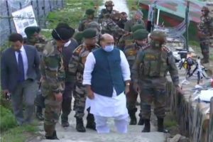 Defense Minister Rajnath Singh visits advanced post along the Line of Control in Kashmir