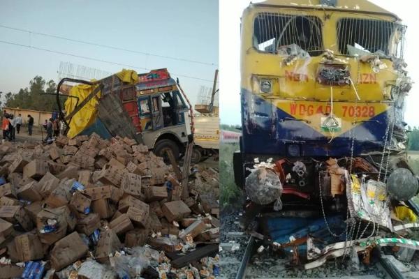 Four killed in a truck collided with a train in Uttar Pradesh