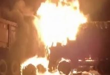 हमीरपुर में दो ट्रकों की भिंड़ंत में लगी आग, चालक समेत 3 जिंदा जले