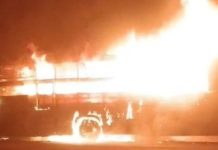 हनुमानगढ़ में आग लगने से स्लीपर कोच बस जलकर नष्ट, 30 यात्री बाल-बाल बचे