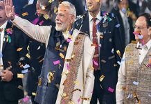 मोदी-मोदी से गूंजा भाजपा मुख्यालय, लिट्टी-चोखा व मखाने की खीर का लिया स्वाद