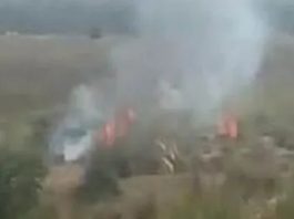 भरतपुर में बाणगंगा नदी के एक किलोमीटर चारागाह में आग लगी