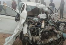 बीकानेर में घने कोहरे के कारण कार-बस की भिड़ंत में 5 लोग घायल