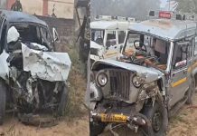 रींगस में कार, सवारी वाहन की टक्कर से 3 लोगों की मौत, 3 घायल