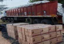 चूरु में ट्रक-ट्रेलर में चावलों के कट्टों में छुपाकर ले जाई जा रही अवैध अंग्रेजी शराब बरामद