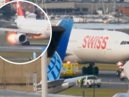 ज्यूरिख जा रहे स्विस एयरलाइंस के विमान के इंजन में लगी आग, रनवे पर रोकी गई उड़ान